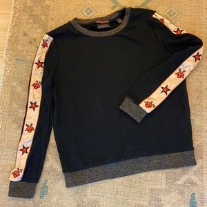 Lk New Scotch & Soda Sweatshirt w Satin Striped Embroidered Sleeve M